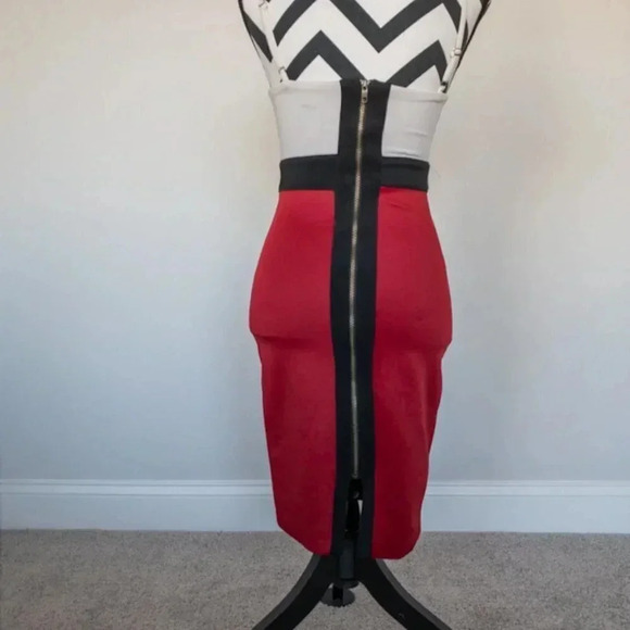 Hommage Red and Black Pencil Dress Sz Small - Picture 7 of 10